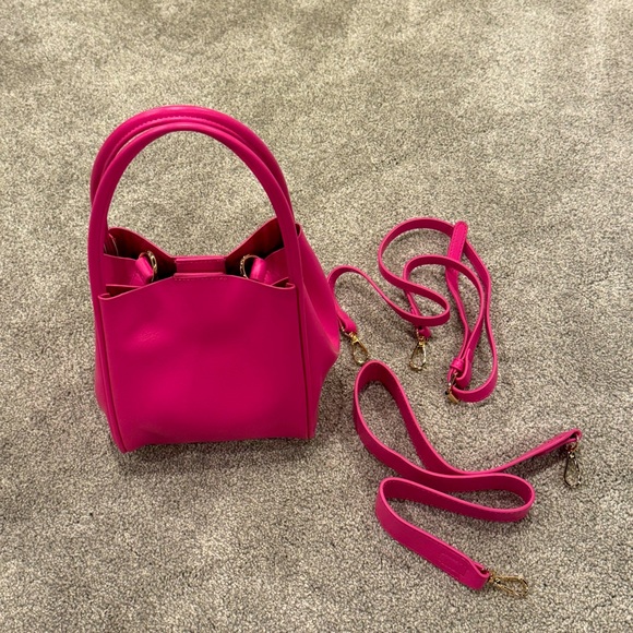 Anthropologie Pink Mini Hollace Tote Set hot pink EUC - Picture 1 of 10